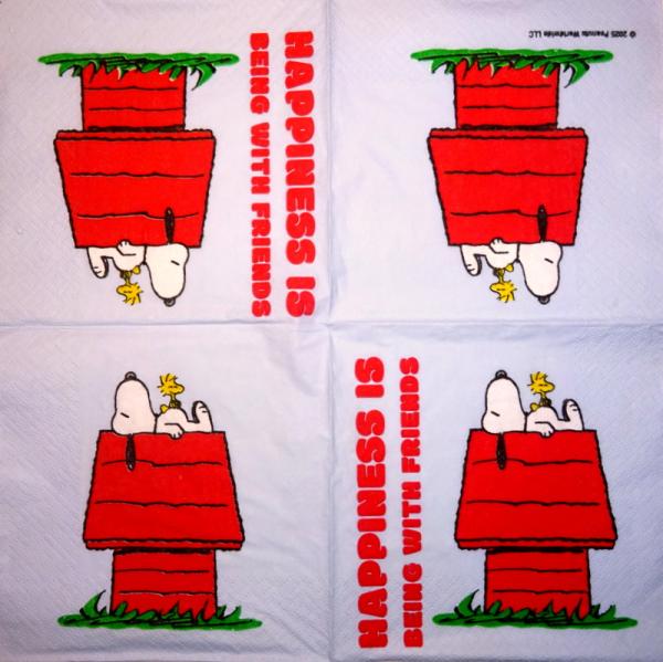 BF-077 Bekannte Figuren - 3-lagig (blau) - Braun - Peanuts - Snoopy - Happiness is being with friends